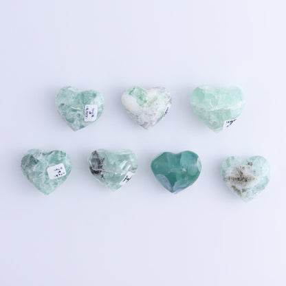 Fluorite Hearts Set of 7 - Expert Wholesale and Supplier of Wholesale Crystals & Bulk Gemstones, ["Fluorite","Hearts","Mexico"]