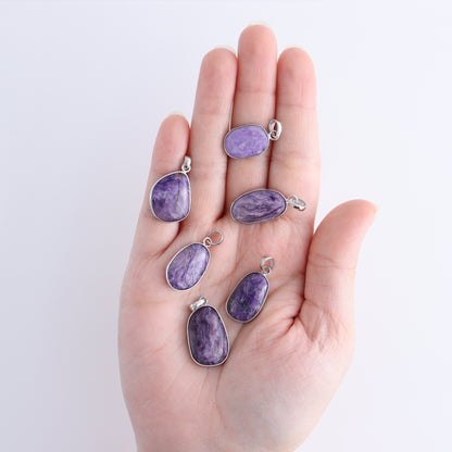 One Charoite Sterling Silver Pendant (chain not included) - Expert Wholesale and Supplier of Wholesale Crystals & Bulk Gemstones, ["Charoite","Pendant","sterling silver"]