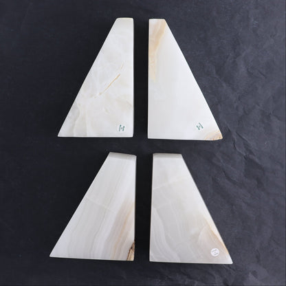 One Pair of Mexican Onyx/Calcite White Polished Bookends