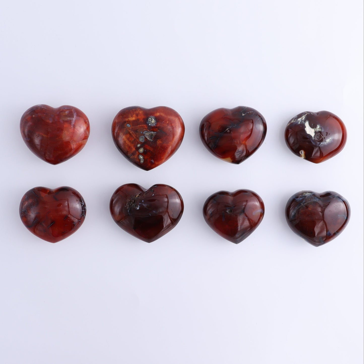 Carnelian Hearts Set of 8 - Expert Wholesale and Supplier of Wholesale Crystals & Bulk Gemstones, ["carnelian","Hearts","Madagascar"]