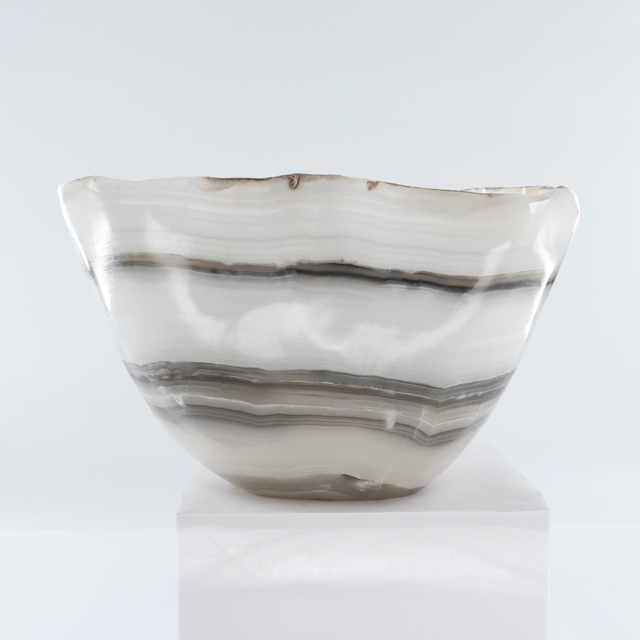 Mexican Onyx/Calcite Bowl (L) 14" x (W) 12" x (H) 7"