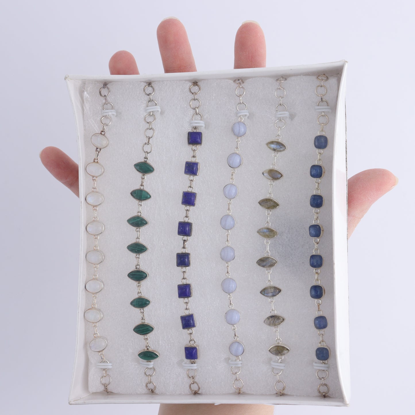 Mixed Gemstones Bracelets Set of 6 - Expert Wholesale and Supplier of Wholesale Crystals & Bulk Gemstones, ["Bracelet","bracelets","close_50","India","sterling silver"]