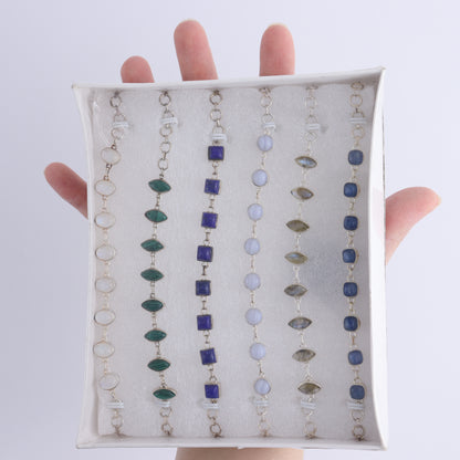 Mixed Gemstones Bracelets Set of 6 - Expert Wholesale and Supplier of Wholesale Crystals & Bulk Gemstones, ["Bracelet","bracelets","close_50","India","sterling silver"]