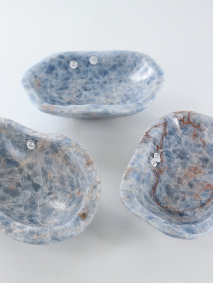 Blue Calcite Bowls Set of 3 - Expert Supplier of Wholesale Crystals & Bulk Gemstones