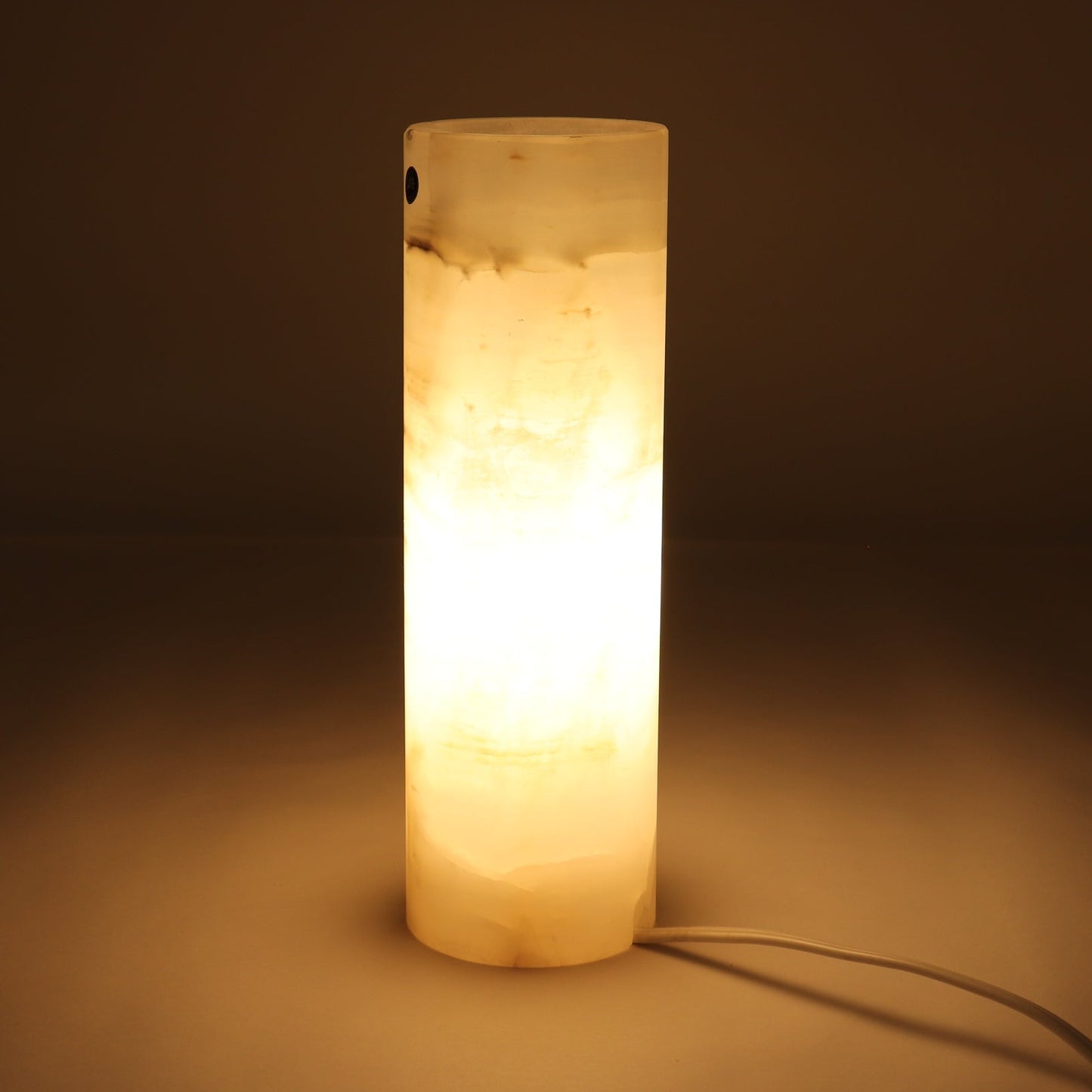 One Small White & Honey Polished Top Onyx Lamp Blind