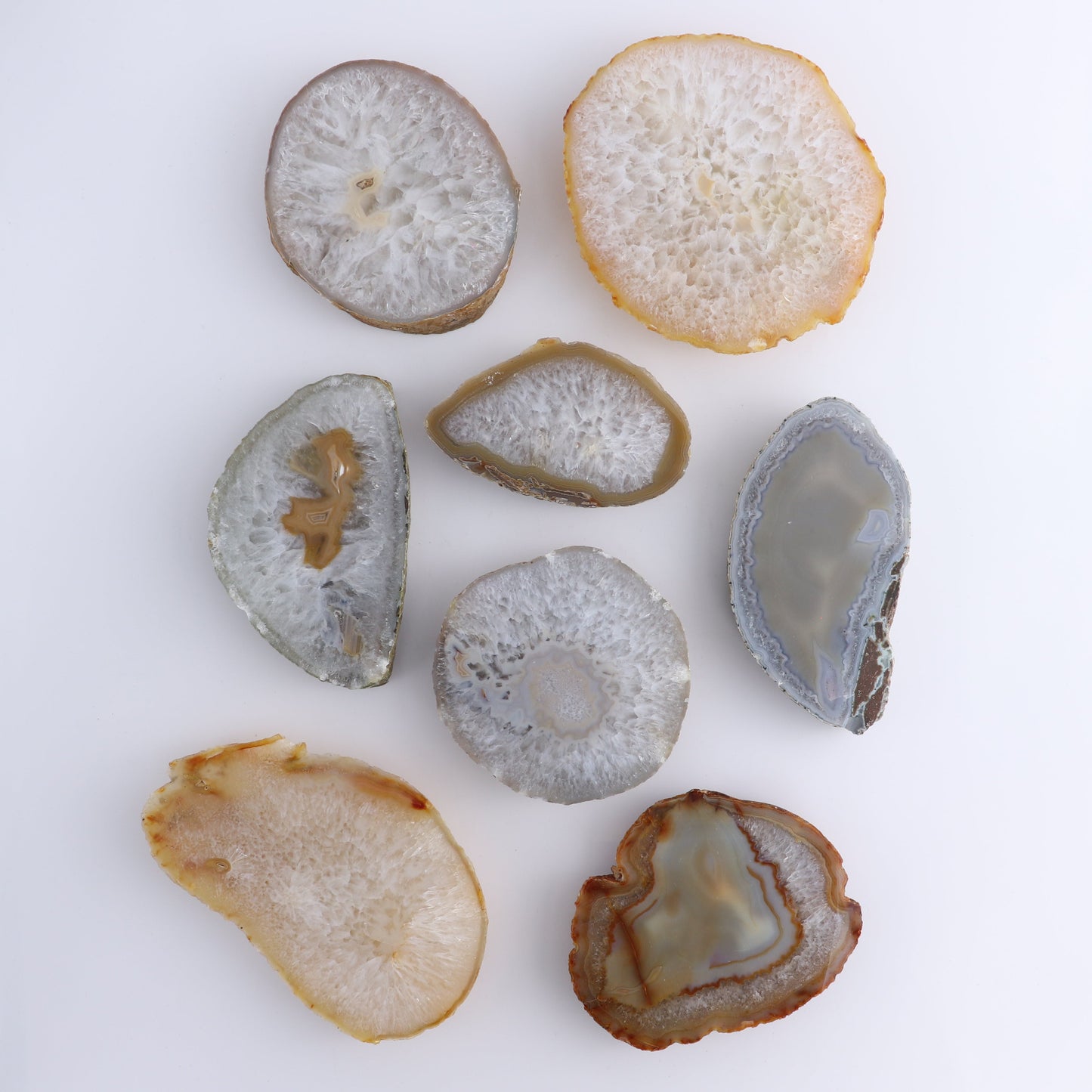 Agate Slices Set of 8 - Expert Wholesale and Supplier of Wholesale Crystals & Bulk Gemstones, ["Agate","Brazil","Slices and Slabs"]