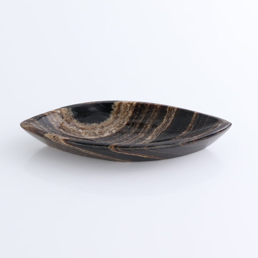 One Mexican Onyx/Calcite Chocolate Leaf Dish