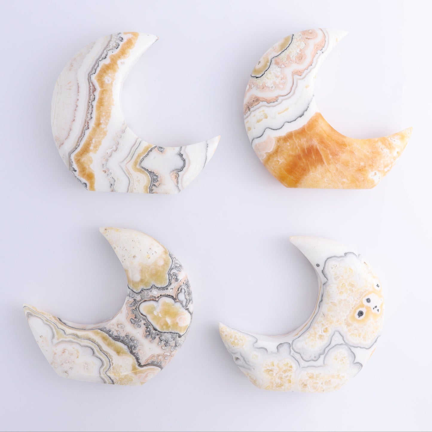 One Standing Moon Mexican Onyx/Calcite Zebra White - Expert Wholesale and Supplier of Wholesale Crystals & Bulk Gemstones, ["Calcite","Catalog Onyx","Mexico","moons","onyx"]