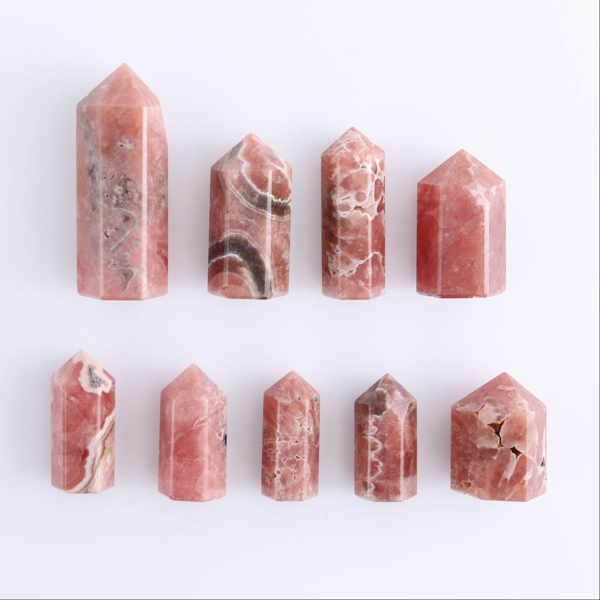 Rhodochrosite Towers Set of 9