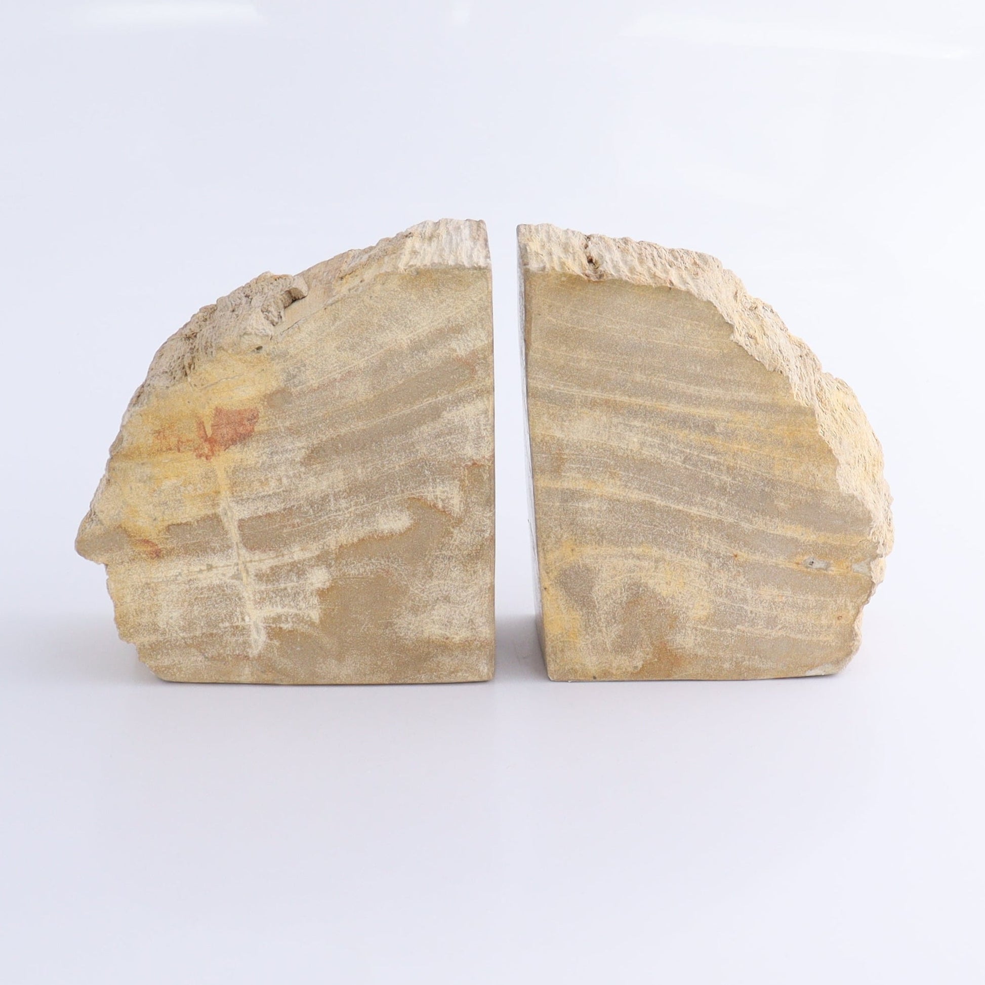 One Pair of Brown/Grey Round Petrified Wood Bookends - Expert Wholesale and Supplier of Wholesale Crystals & Bulk Gemstones, ["Bookends","Indonesia","Petrified Wood"]