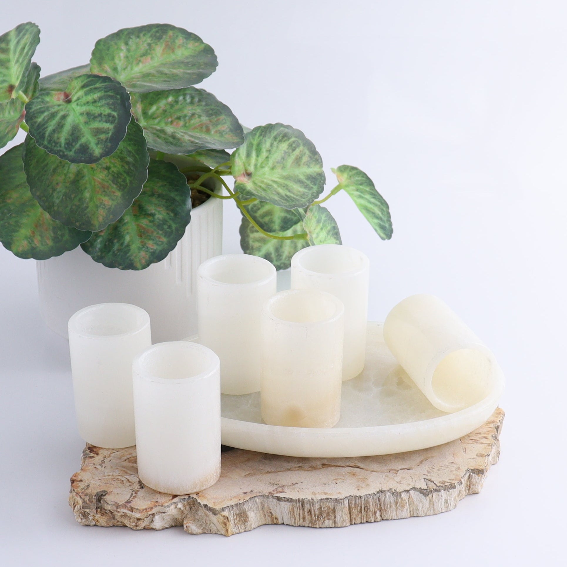 Shot Glass Set Mexican Onyx/Calcite White - Expert Wholesale and Supplier of Wholesale Crystals & Bulk Gemstones, ["Calcite","Catalog Onyx","Mexico","onyx","Shot Glasses"]