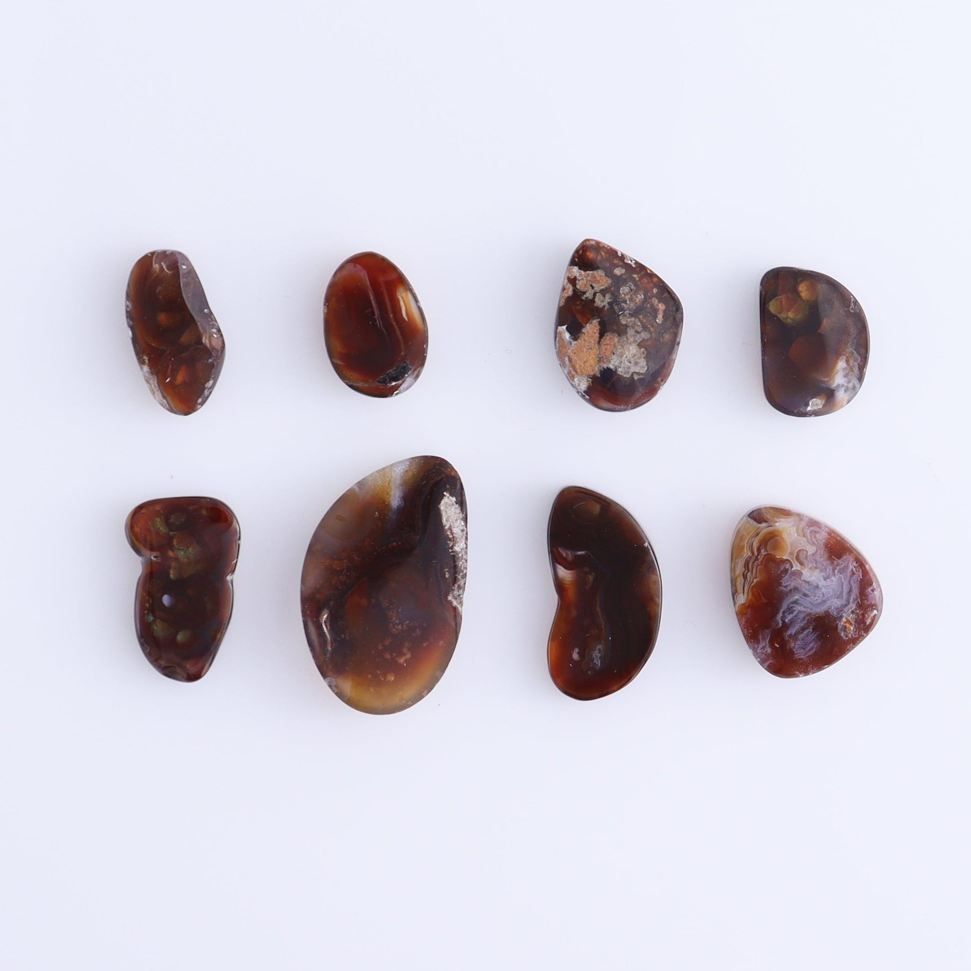Fire Agate Cabs Set of 8 - Expert Wholesale and Supplier of Wholesale Crystals & Bulk Gemstones, ["Agate","Cabs","Fire Agate"]