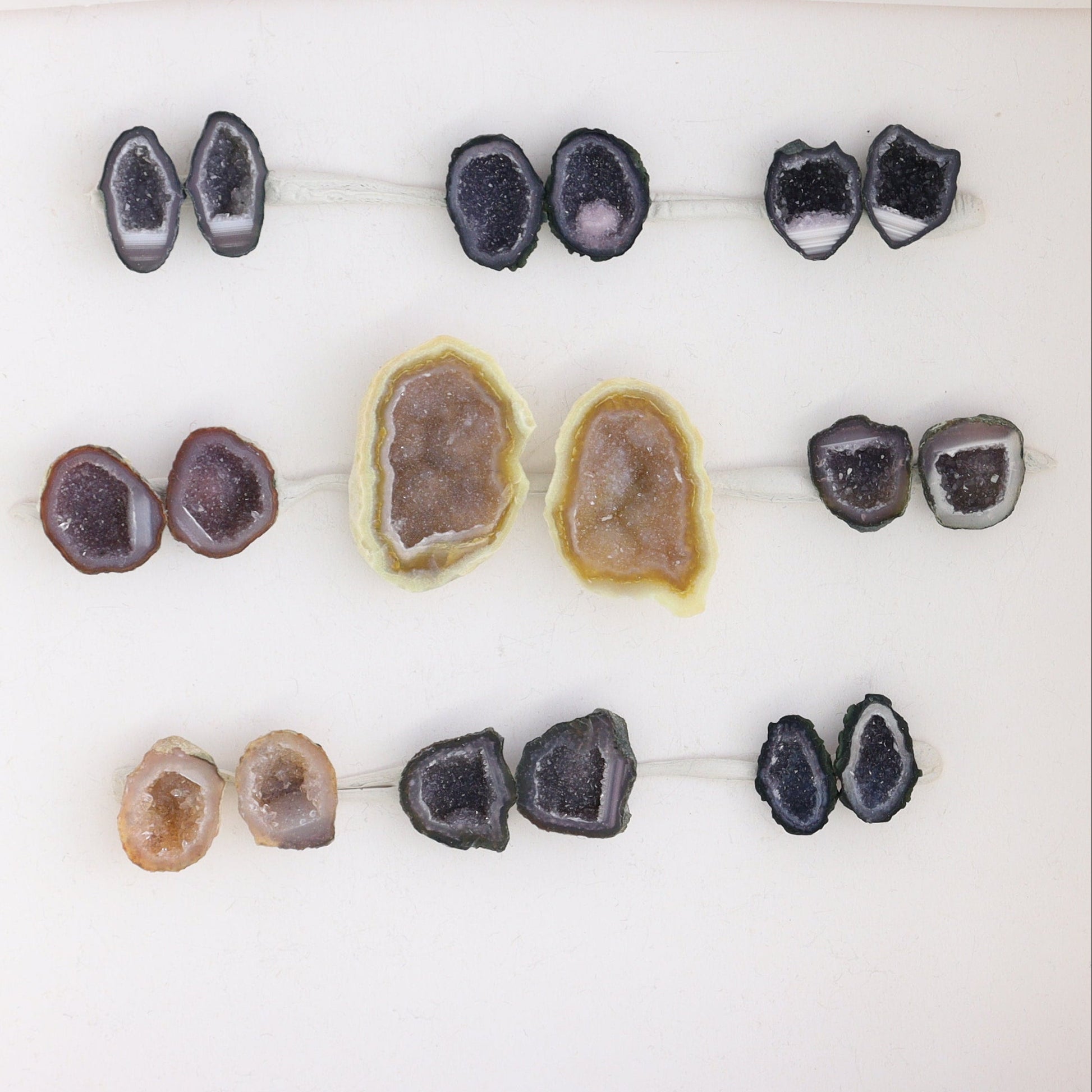 Tabasco Geodes 9 Pairs - Expert Wholesale and Supplier of Wholesale Crystals & Bulk Gemstones, ["Geodes","Tabasco Geode"]