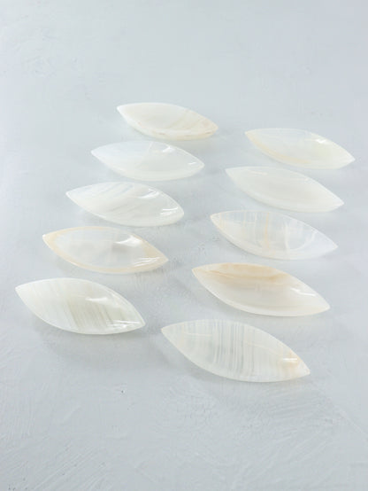 White Onyx Leaf Dishes Set of 10