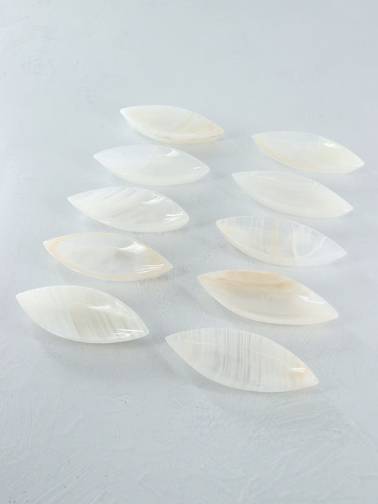 White Onyx Leaf Dishes Set of 10