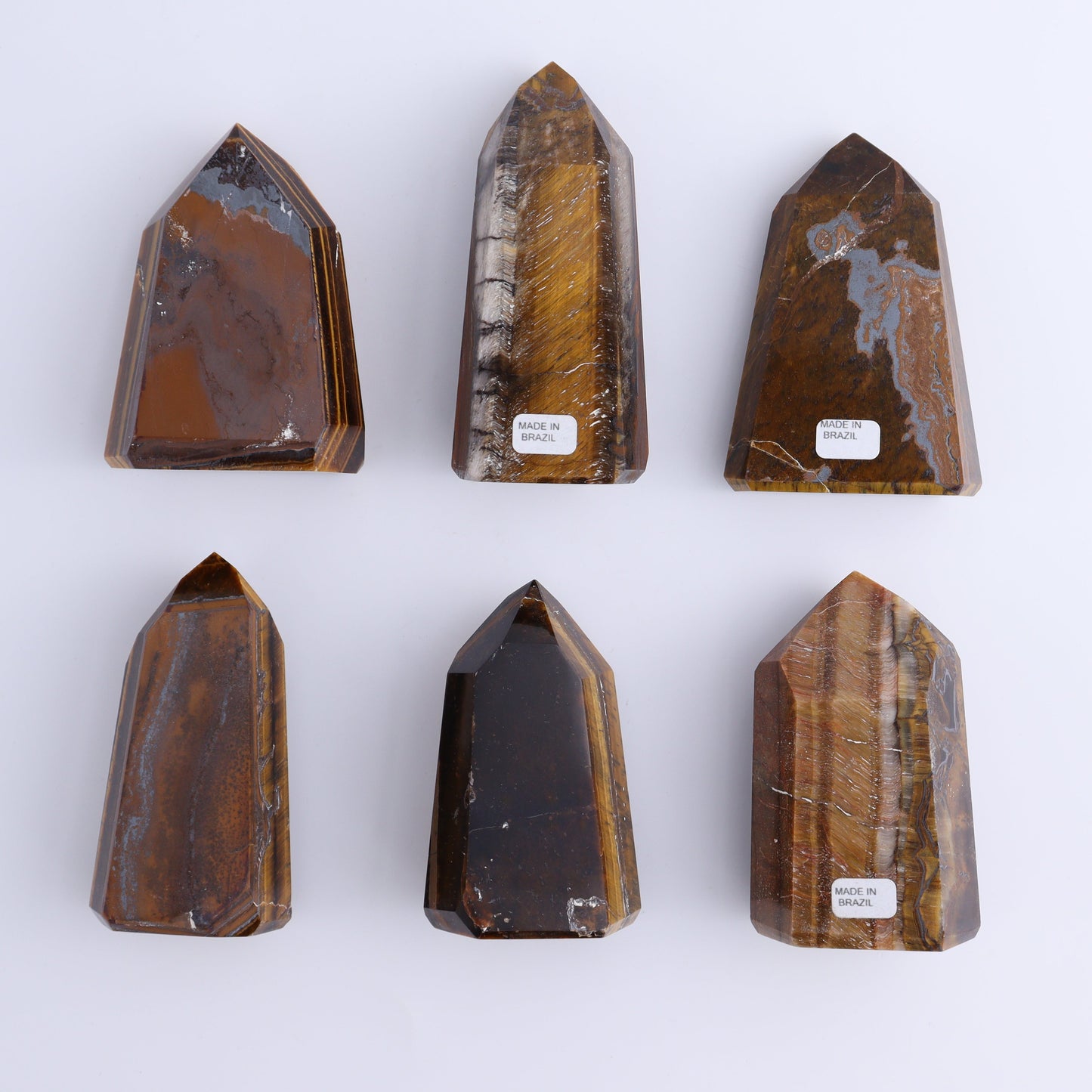 Tiger Eye Towers Set of 6 - Expert Wholesale and Supplier of Wholesale Crystals & Bulk Gemstones, ["Brazil","close_70","Tiger Eye","Towers"]