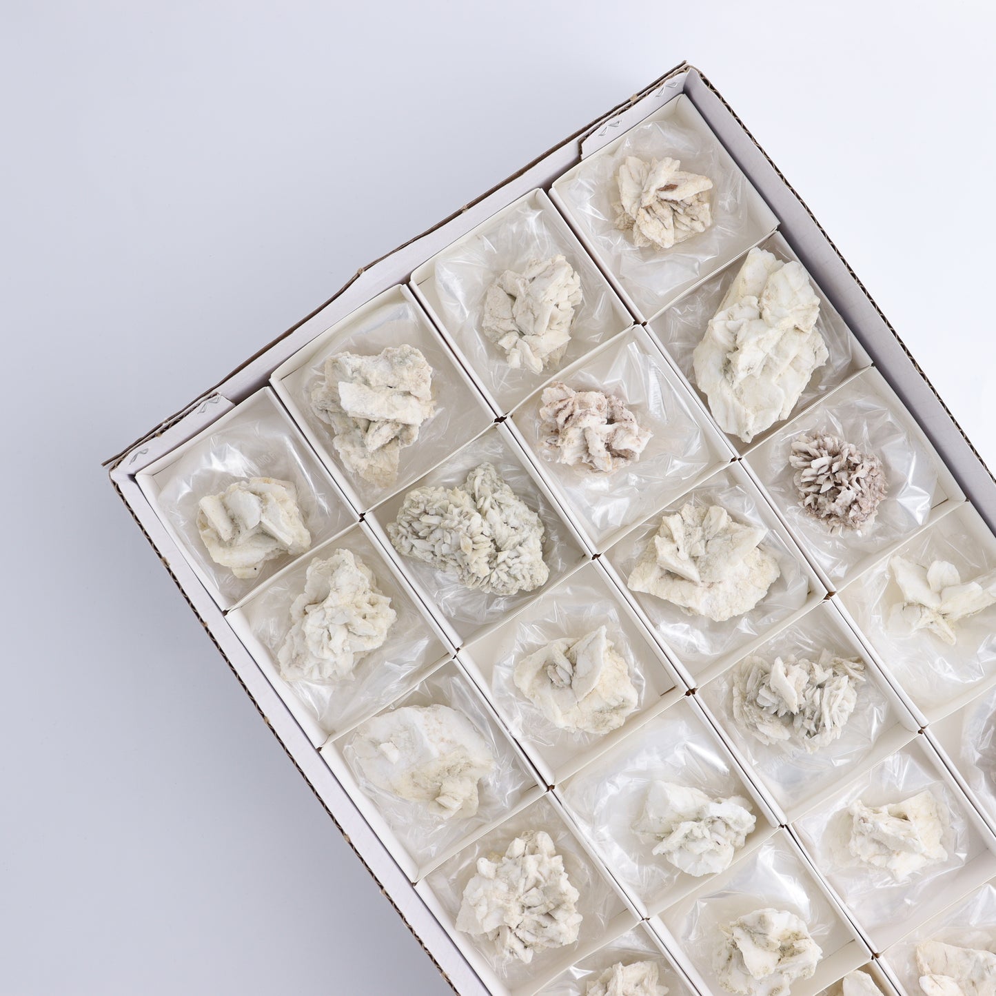 Gypsum ps. Glauberite from Camp Verde Set of 24 - Expert Wholesale and Supplier of Wholesale Crystals & Bulk Gemstones, ["Arizona","Glauberite","Gypsum","Gypsum ps Glauberite","United States"]