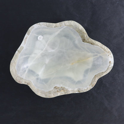 One Bowl Mexican Onyx/Calcite White with Grey Stone Edge