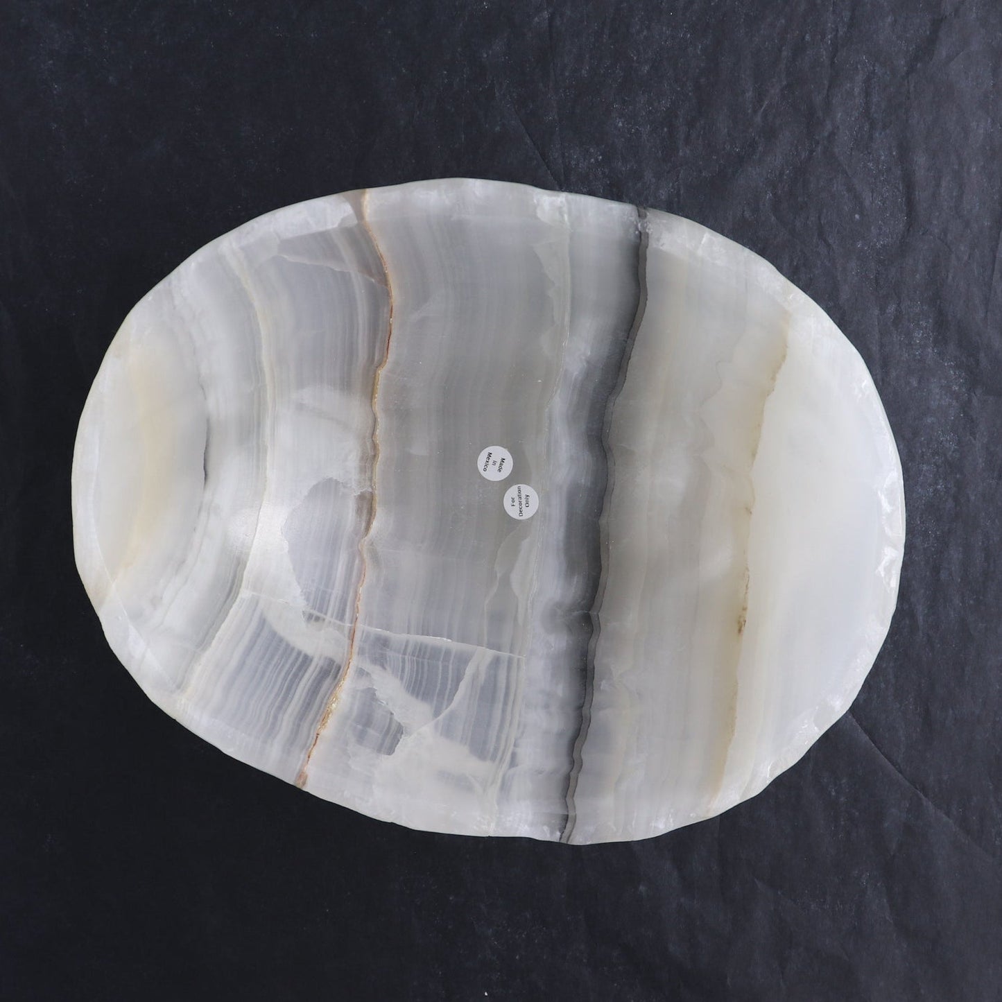 One Bowl Mexican Onyx/Calcite White with Black Banding Rough