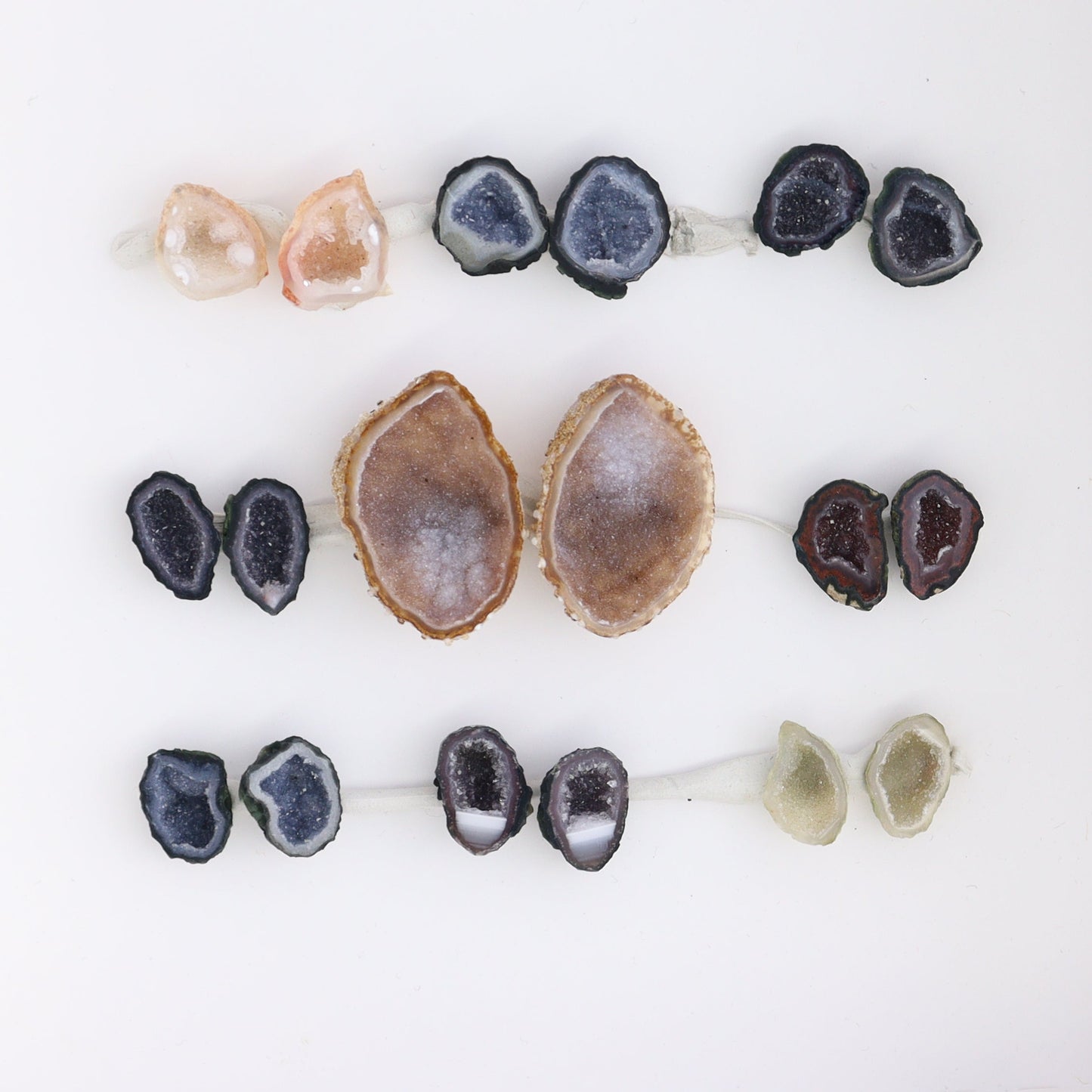 Tabasco Geodes 9 Pairs - Expert Wholesale and Supplier of Wholesale Crystals & Bulk Gemstones, ["Geodes","Tabasco Geode"]