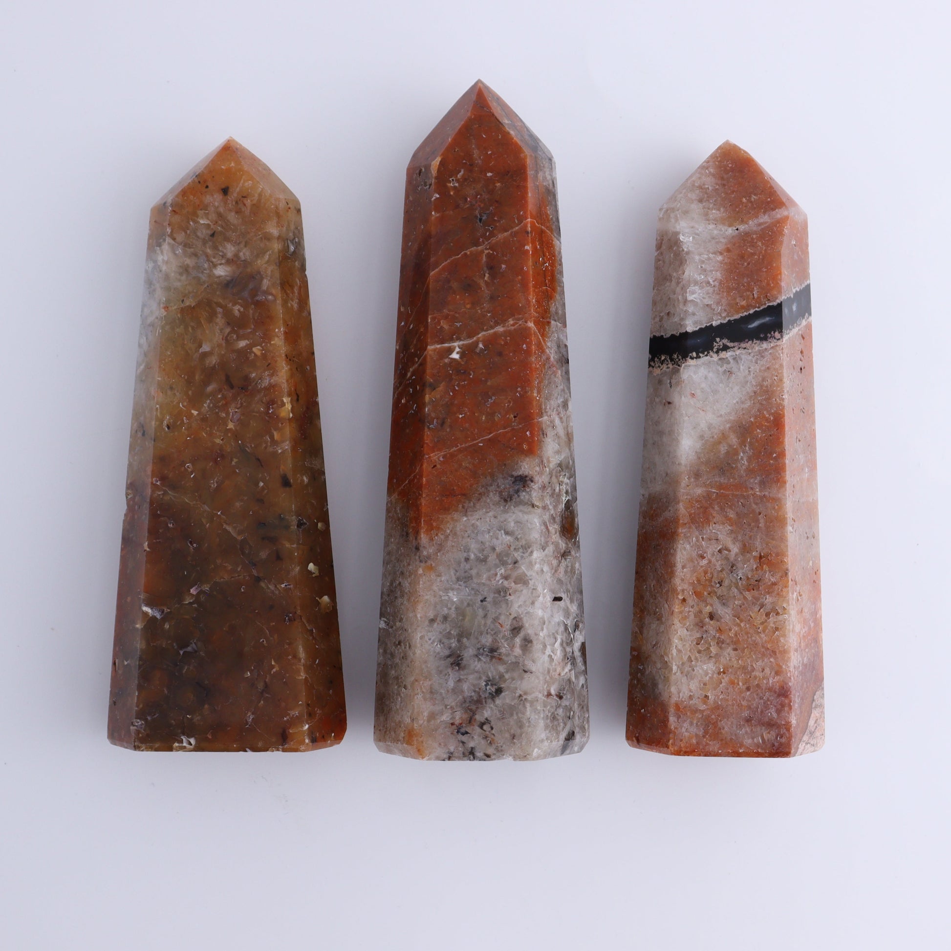 Mosaic Quartz Towers Set of 5 - Expert Wholesale and Supplier of Wholesale Crystals & Bulk Gemstones, ["Madagascar","Mosaic Quartz","Quartz"]
