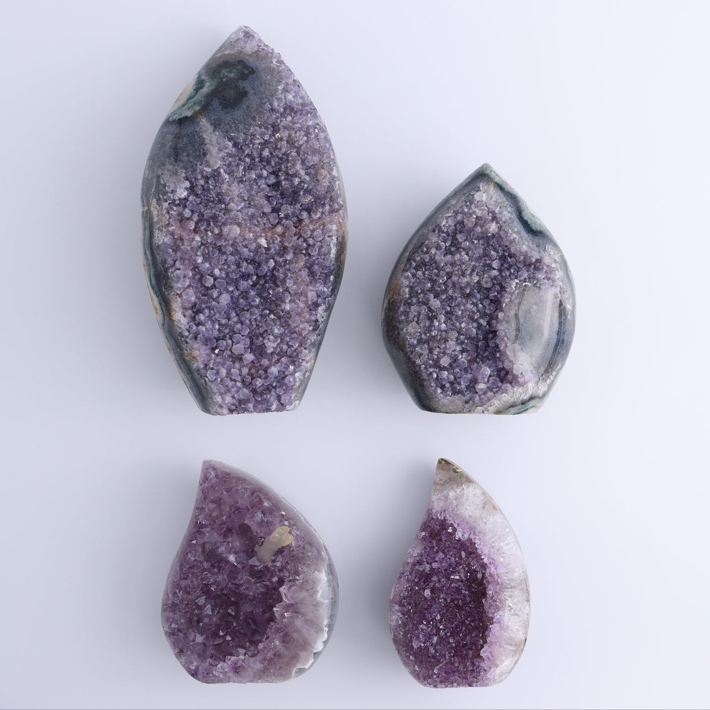 Uruguay Druzy Amethyst Flames Set of 4 - Expert Wholesale and Supplier of Wholesale Crystals & Bulk Gemstones, ["Amethyst","flames","Uruguay"]