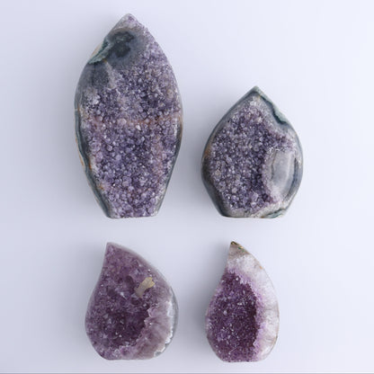 Uruguay Druzy Amethyst Flames Set of 4 - Expert Wholesale and Supplier of Wholesale Crystals & Bulk Gemstones, ["Amethyst","flames","Uruguay"]