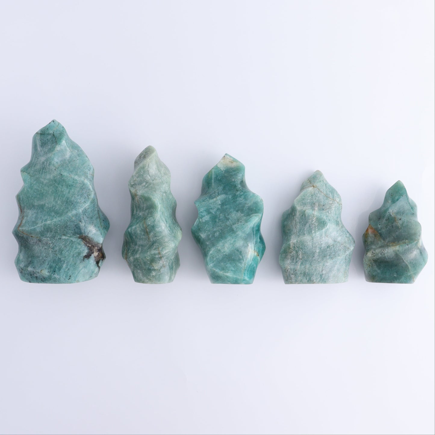 Amazonite Flames Set of 5 - Expert Wholesale and Supplier of Wholesale Crystals & Bulk Gemstones, ["Amazonite","close_30","flames","Madagascar"]