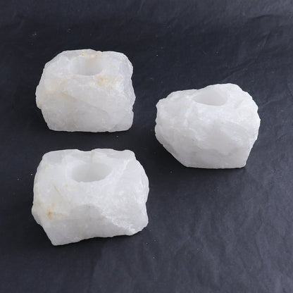 One White Quartz Candle Holder Rough