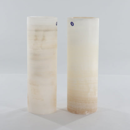 One Small White & Honey Polished Top Onyx Lamp Blind