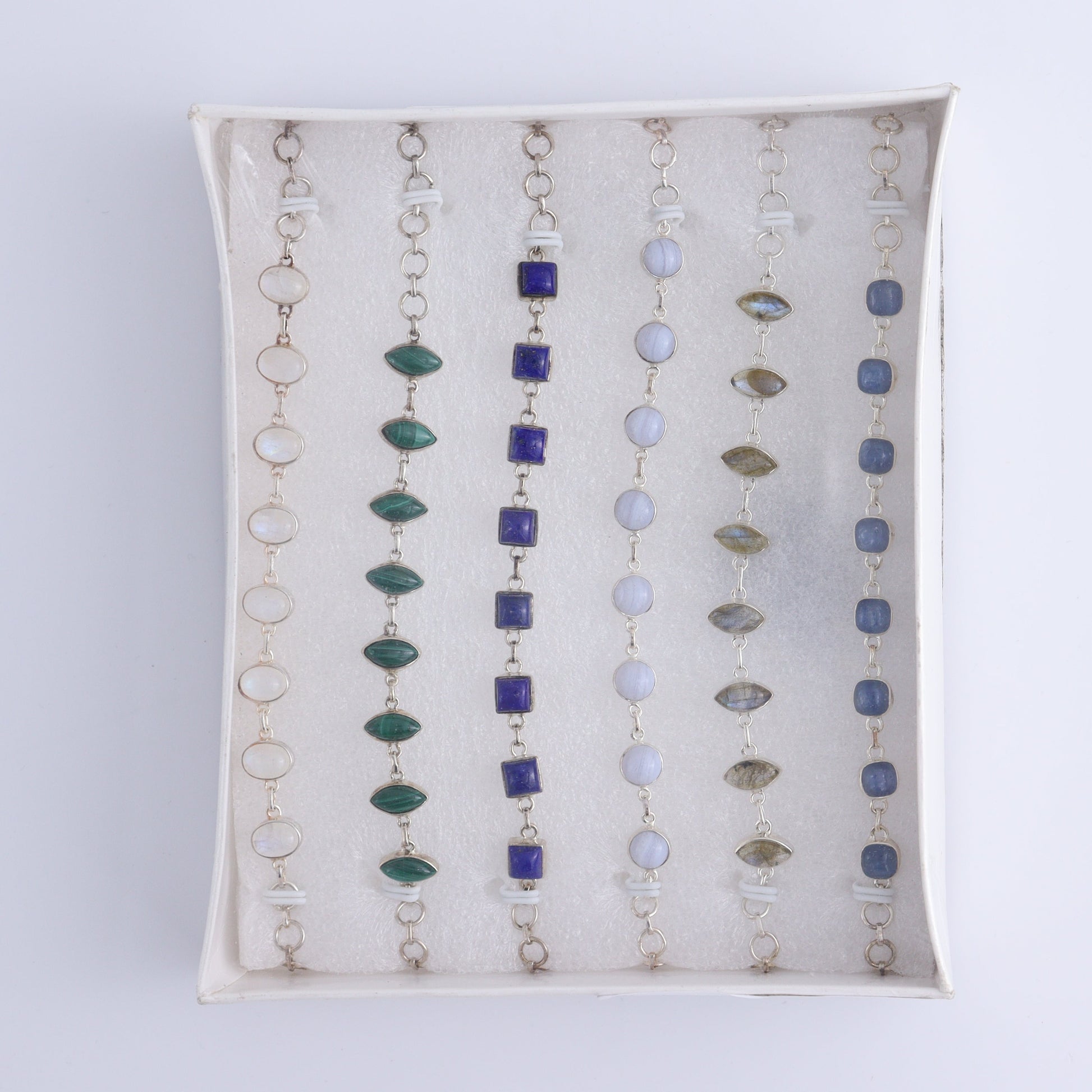 Mixed Gemstones Bracelets Set of 6 - Expert Wholesale and Supplier of Wholesale Crystals & Bulk Gemstones, ["Bracelet","bracelets","close_50","India","sterling silver"]