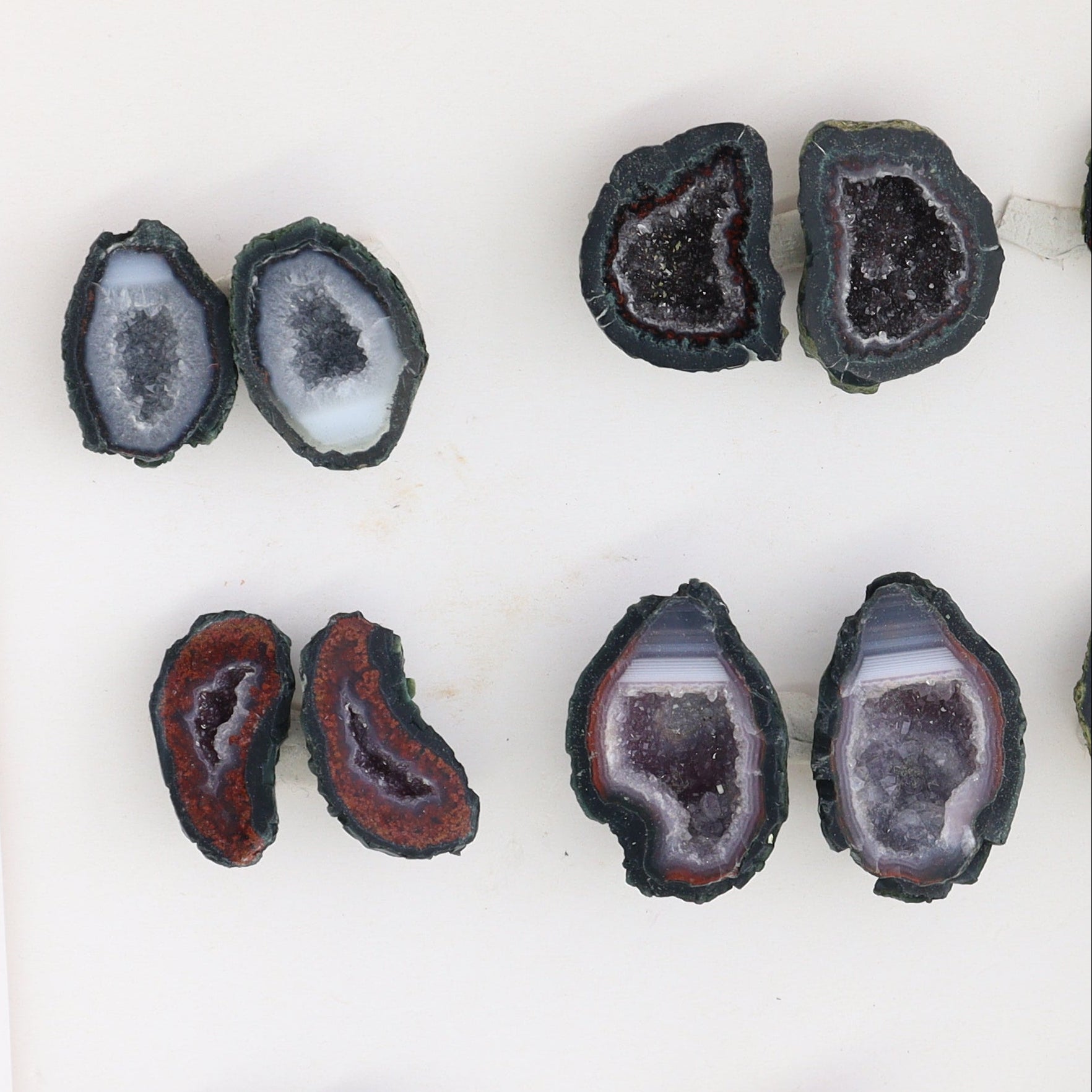 Tabasco Geodes 9 Pairs - Expert Wholesale and Supplier of Wholesale Crystals & Bulk Gemstones, ["Geodes","Tabasco Geode"]