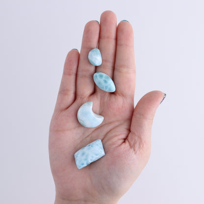 Larmiar Moons and Freeforms Set of 6 - Expert Wholesale and Supplier of Wholesale Crystals & Bulk Gemstones, ["Freeforms","Larimar","moons"]