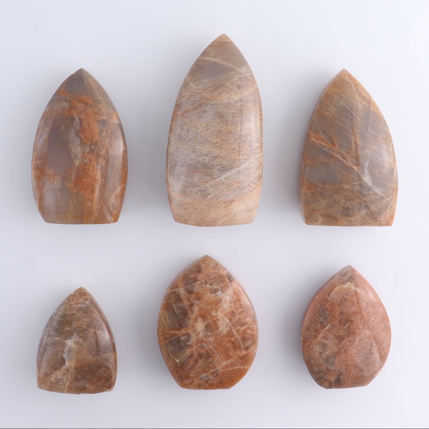 Peach Moonstone Freeform Set of 6 | Mi Esperanza Minerals | Supplier of Crystals and Onyx