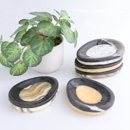 One Mexican Onyx/Calcite with Marble Egg-Shaped Dish - Expert Wholesale and Supplier of Wholesale Crystals & Bulk Gemstones, ["Calcite","Catalog Onyx","close_50","Decorative Dish","Marble","Mexico","onyx"]