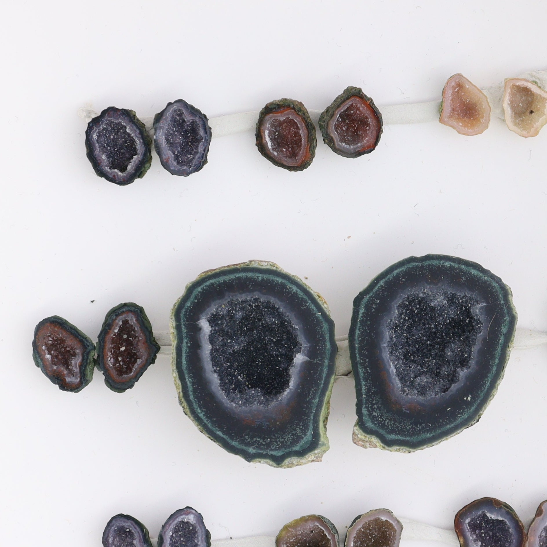 Tabasco Geodes 9 Pairs - Expert Wholesale and Supplier of Wholesale Crystals & Bulk Gemstones, ["Geodes","Tabasco Geode"]