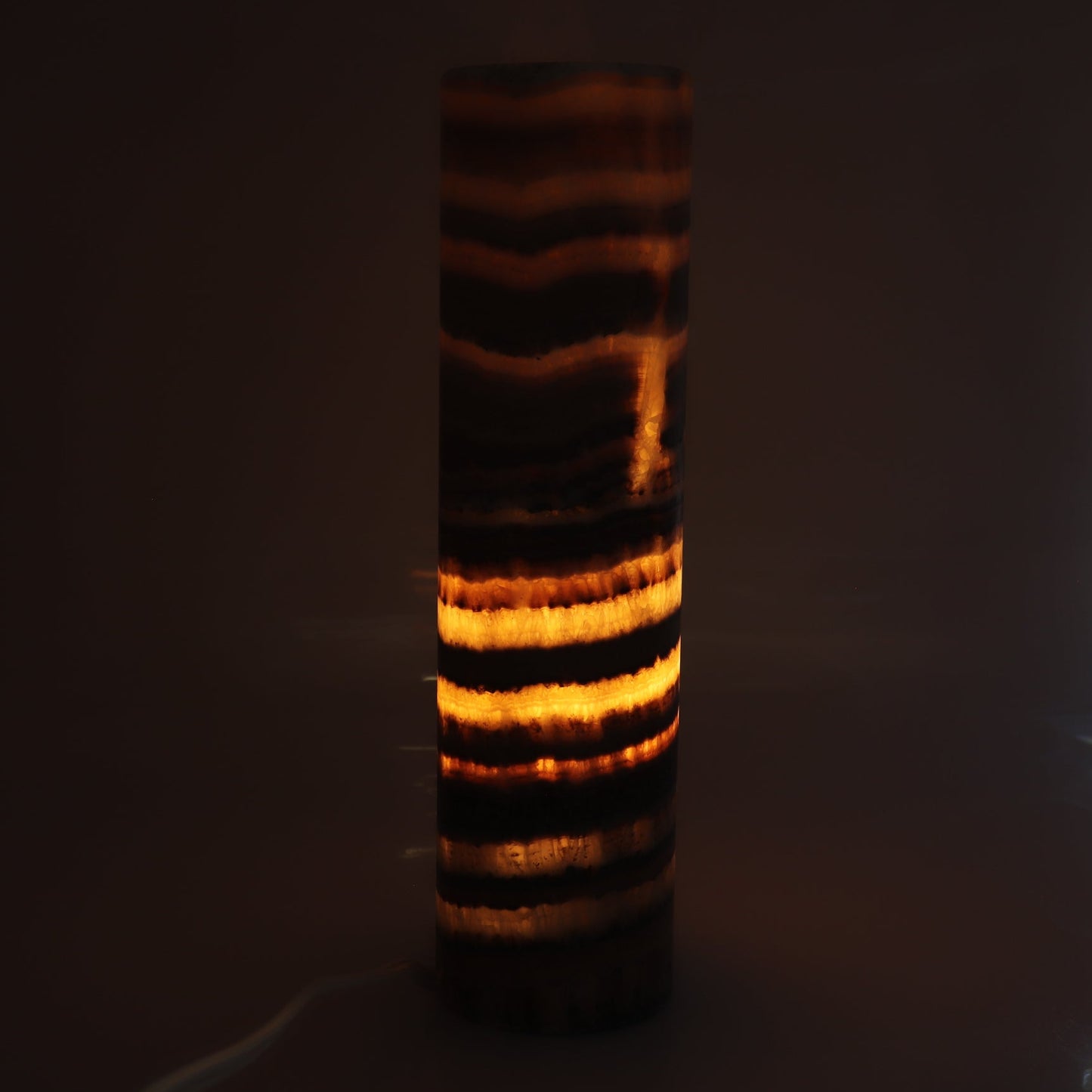 One Pink & Amber Banding Polished Top Onyx Lamp Blind