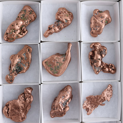 Copper Nuggets Flat of 12 - Expert Wholesale and Supplier of Wholesale Crystals & Bulk Gemstones, ["copper","Copper Nuggets","Freeforms","United States"]