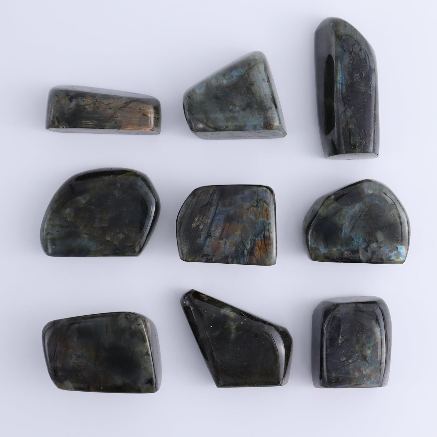 Labradorite Freeform Set of 9 - Expert Wholesale and Supplier of Wholesale Crystals & Bulk Gemstones, ["Freeforms","Labradorite","Madagascar"]