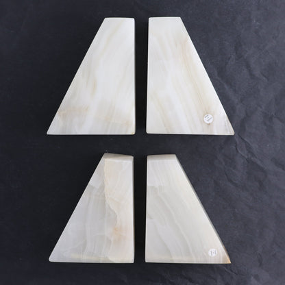One Pair of Mexican Onyx/Calcite White Polished Bookends