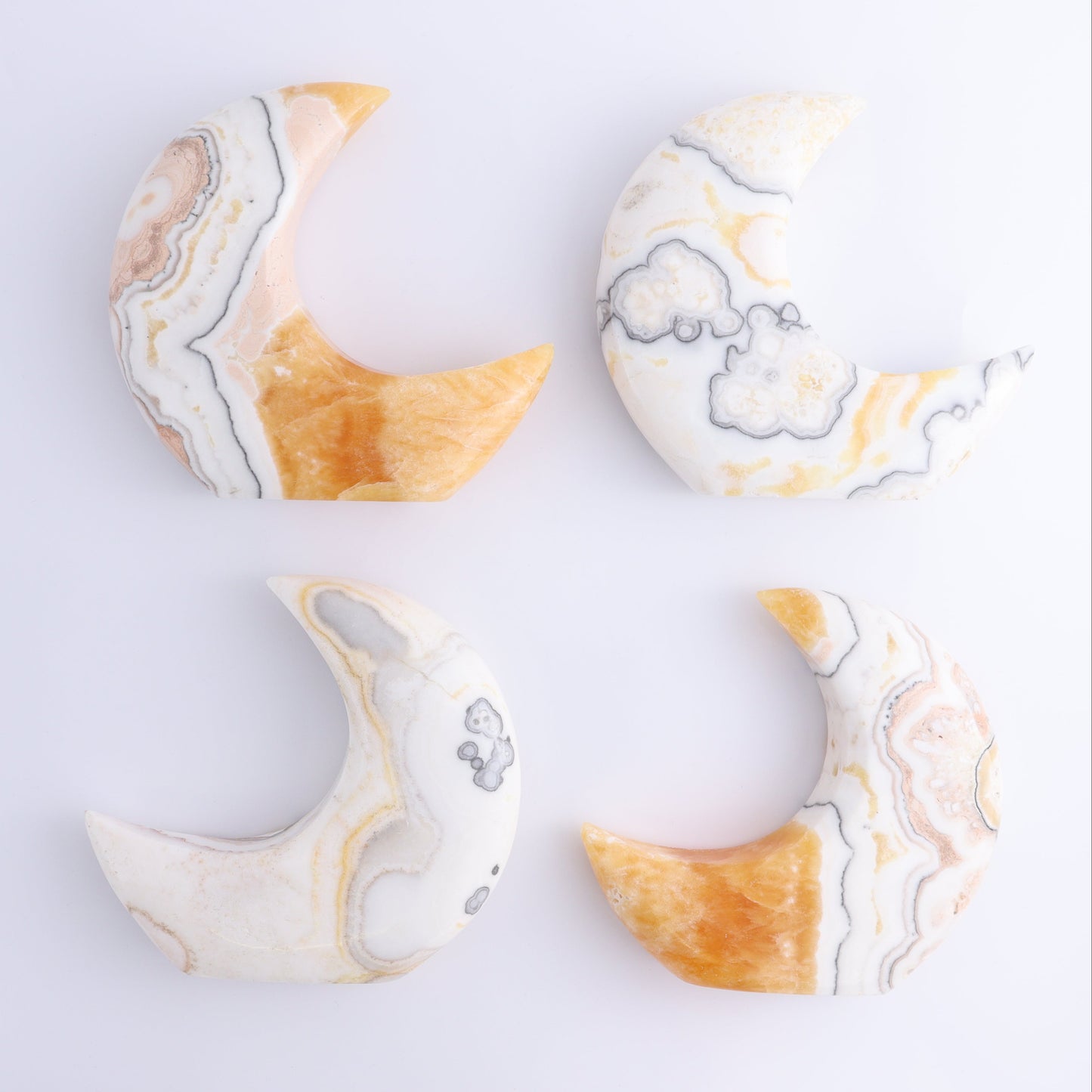 One Standing Moon Mexican Onyx/Calcite Zebra White - Expert Wholesale and Supplier of Wholesale Crystals & Bulk Gemstones, ["Calcite","Catalog Onyx","Mexico","moons","onyx"]