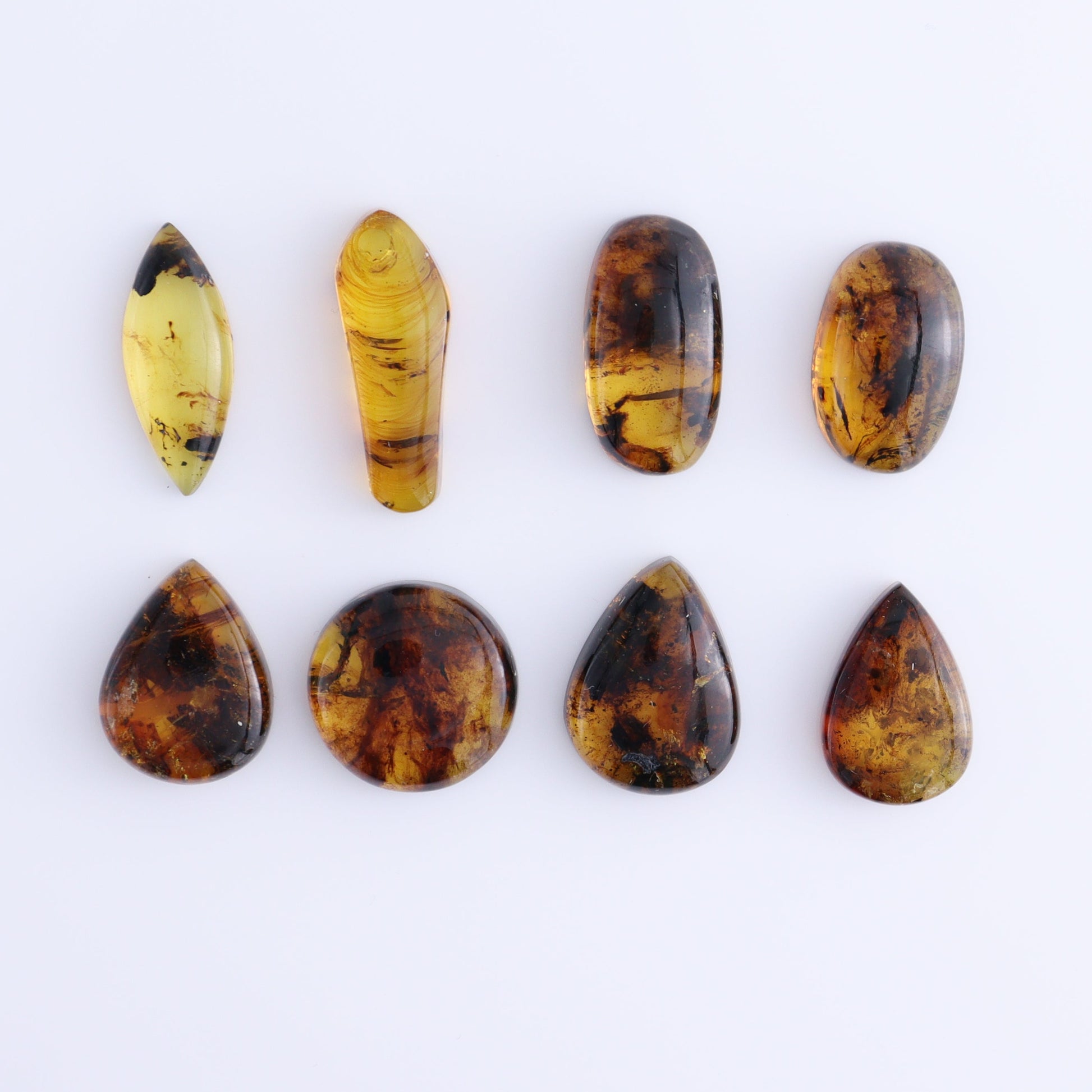 Chiapas Mexico Amber Cabs Set of 8 - Expert Wholesale and Supplier of Wholesale Crystals & Bulk Gemstones, ["Amber","Cabs","Chiapas Amber","Mexico"]