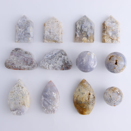 Agate Flames, Towers, Clouds and Spheres Set of 12 - Expert Wholesale and Supplier of Wholesale Crystals & Bulk Gemstones, ["Agate","Clouds","flames","Spheres","Towers"]