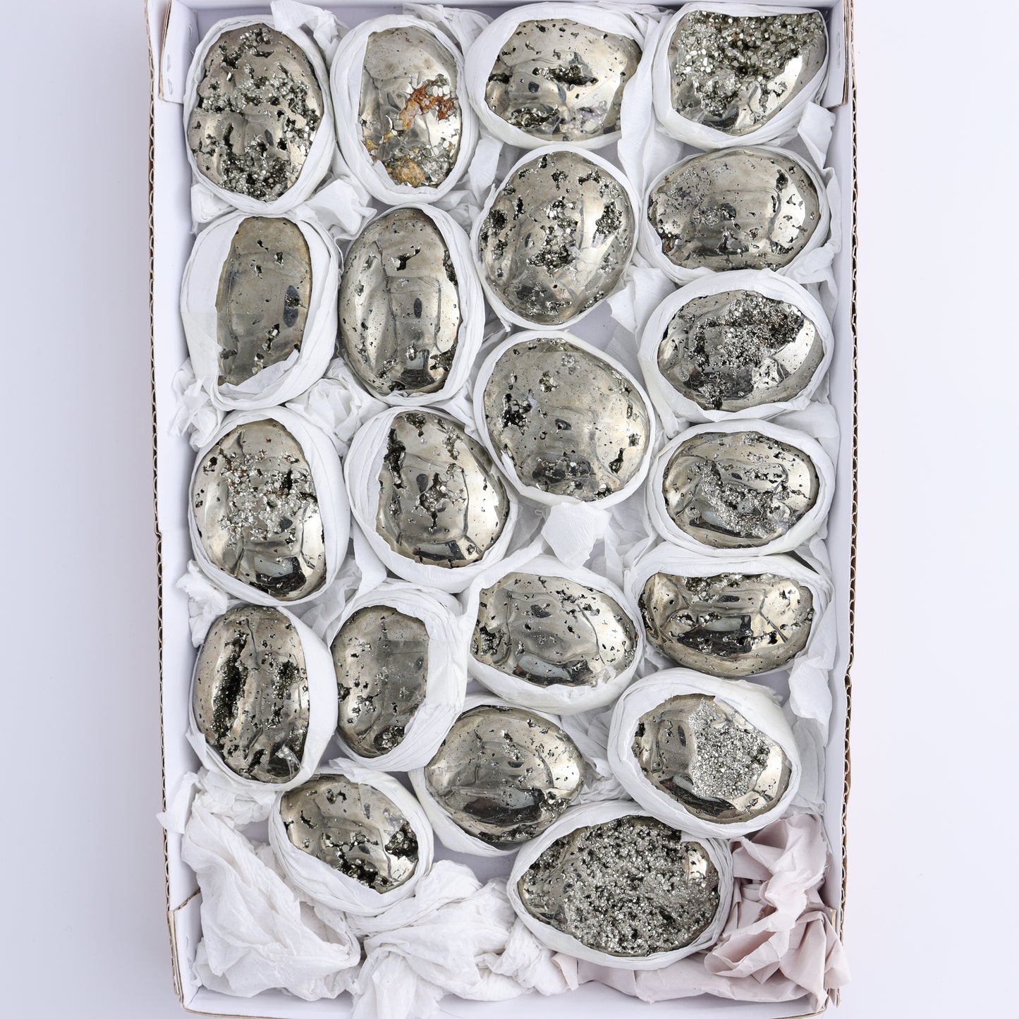 Pyrite Palm Stone Set of 21 - Expert Wholesale and Supplier of Wholesale Crystals & Bulk Gemstones, ["Freeform","Freeforms","Peru","Pyrite"]