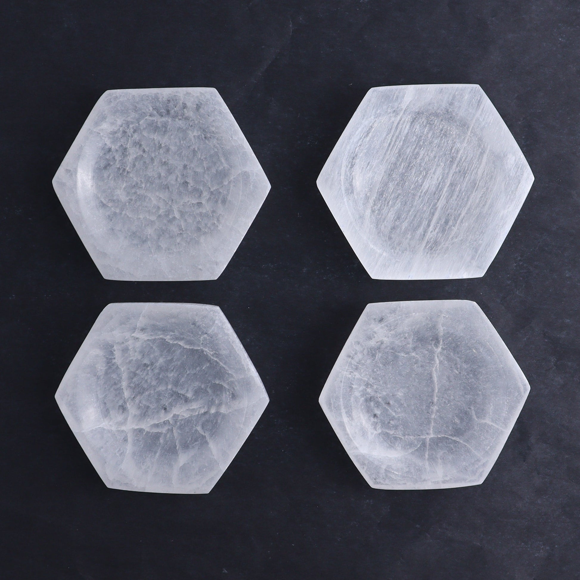 One Selenite (Satin Spar) Hexagon Shallow Bowl 7 cm - Expert Wholesale and Supplier of Wholesale Crystals & Bulk Gemstones, ["Bowls","Hexagon","Morocco","Selenite"]