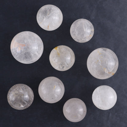 Clear Quartz Spheres Set of 9 - Expert Wholesale and Supplier of Wholesale Crystals & Bulk Gemstones, ["Clear Quartz","Quartz","Spheres"]