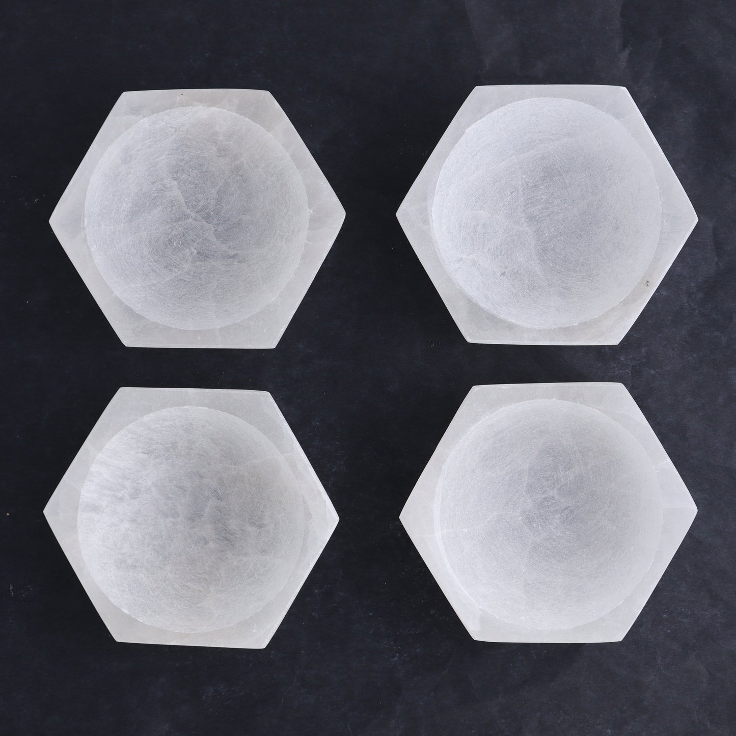 One Selenite (Satin Spar) Hexagon Bowl 10 cm - Expert Wholesale and Supplier of Wholesale Crystals & Bulk Gemstones, ["Bowls","Hexagon","Morocco","Selenite"]
