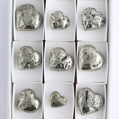 Pyrite Hearts Set of 9 - Expert Wholesale and Supplier of Wholesale Crystals & Bulk Gemstones, ["Hearts","Peru","Pyrite"]