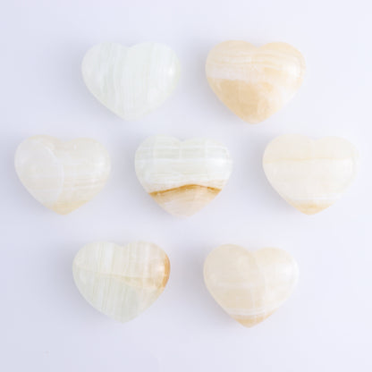 Onyx/Calcite Hearts Set of 7 - Expert Wholesale and Supplier of Wholesale Crystals & Bulk Gemstones, ["Calcite","Hearts","Mexico","onyx"]