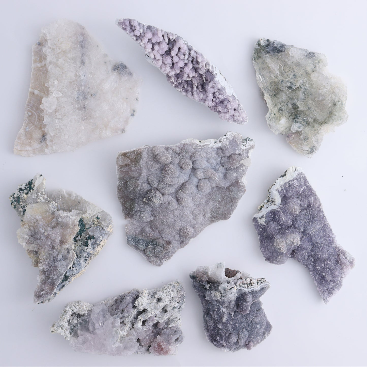Amethyst Flower Clusters Set of 8 - Expert Wholesale and Supplier of Wholesale Crystals & Bulk Gemstones, ["Amethyst","Amethyst Flowers","close_50"]